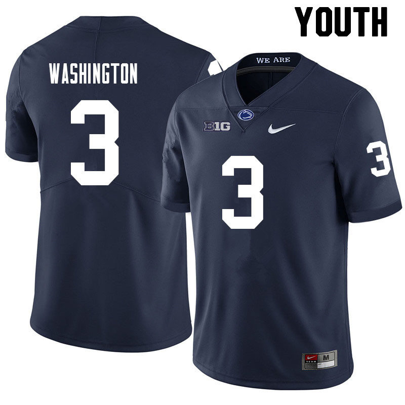 Youth #3 Parker Washington Penn State Nittany Lions College Football Jerseys Sale-Navy